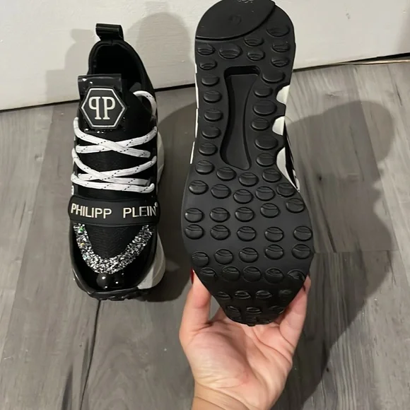 COPY - PHILIPP PLEIN BLACK SPARKLE WEDGES SNEAKERS - Picture 5 of 7